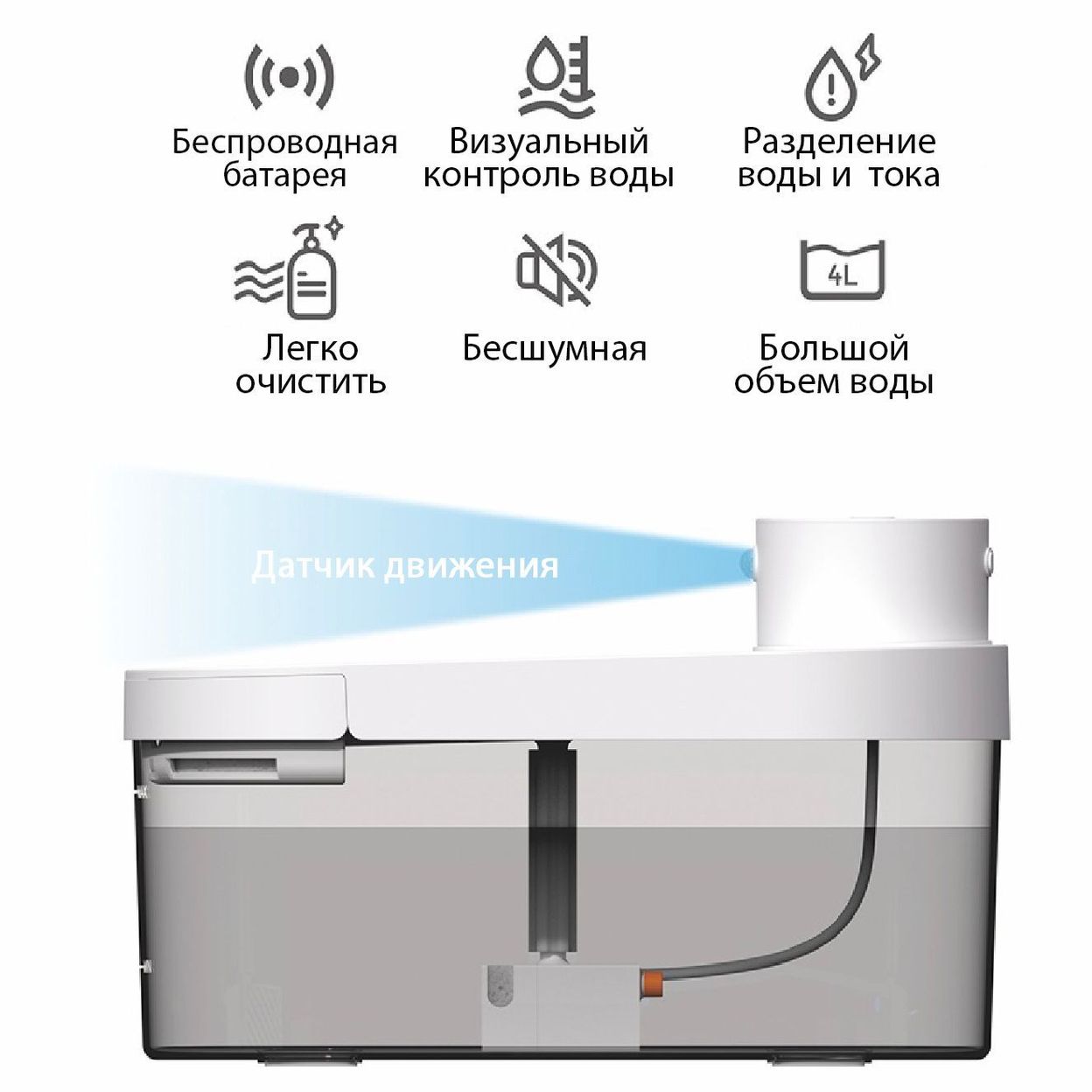 Купить Поилка беспроводная с поддоном из металла белая 4L
