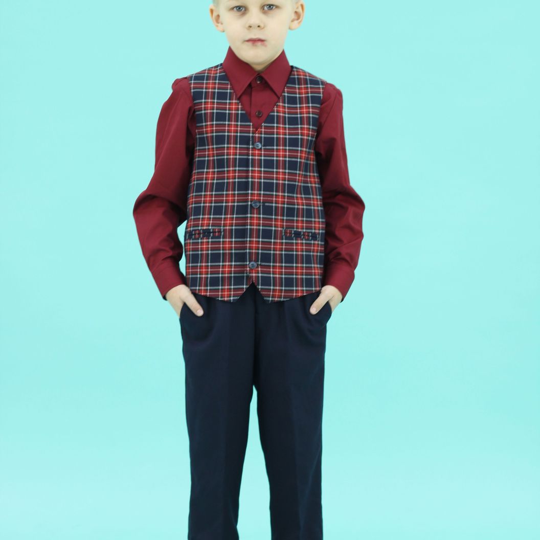 Купить Жилет красно-синяя клетка 2121-26