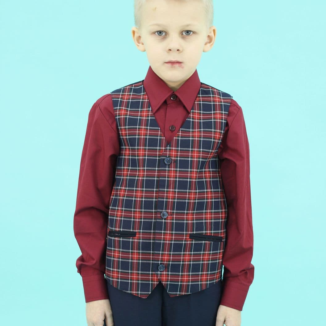 Купить Жилет красно-синяя клетка 2121-26