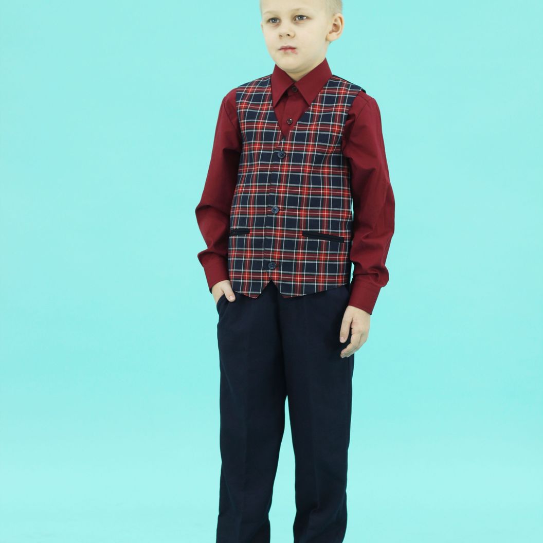 Купить Жилет красно-синяя клетка 2121-26