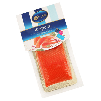Купить ФИЛЕ ФОРЕЛИ АМОРЕ СЛАБОСОЛ. 300 Г. Доставка продуктов Тюмень . Рыба Тюмень . Доставка продуктов в Тюмени