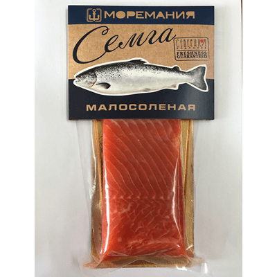 Купить СЕМГА МОРЕМАНИЯ КУСОК СЛАБОСОЛ. 180 Г. Доставка продуктов Тюмень . Рыба Тюмень . Доставка продуктов в Тюмени