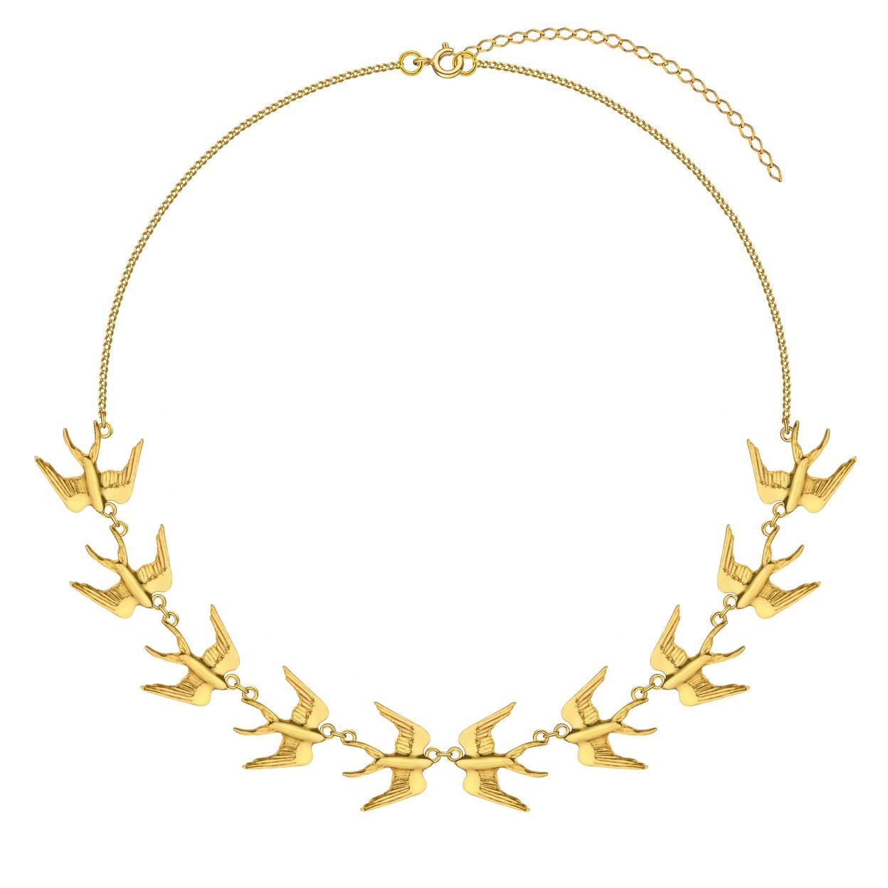 Купить MY SWALLOWS 2.0 Колье с десятью маленькими ласточками, позолота