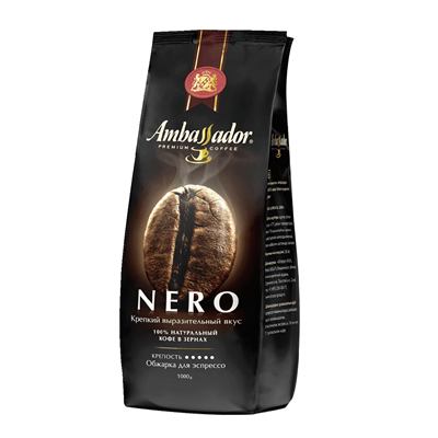 Купить AMBASSADOR КОФЕ В ЗЕРНАХ НАТУРАЛЬНЫЙ ЖАРЕНЫЙ NERO 1 КГ. доставка продуктов Тюмень . доставка продуктов в Тюмени . доставка фруктов Тюмень . дос