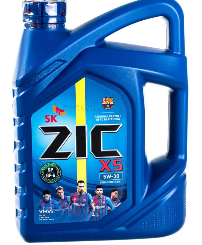 Купить Масло моторное ZIC X5, полусинтетическое, класс вязкости 5W-30, API SN, 4 л. 162621