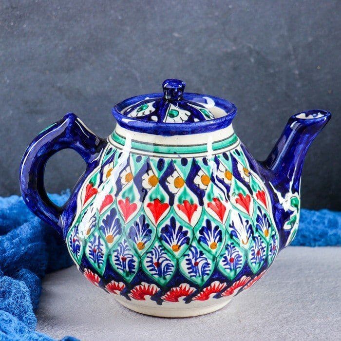 Купить Чайник, Узбекская посуда (синий), объем 2 л.