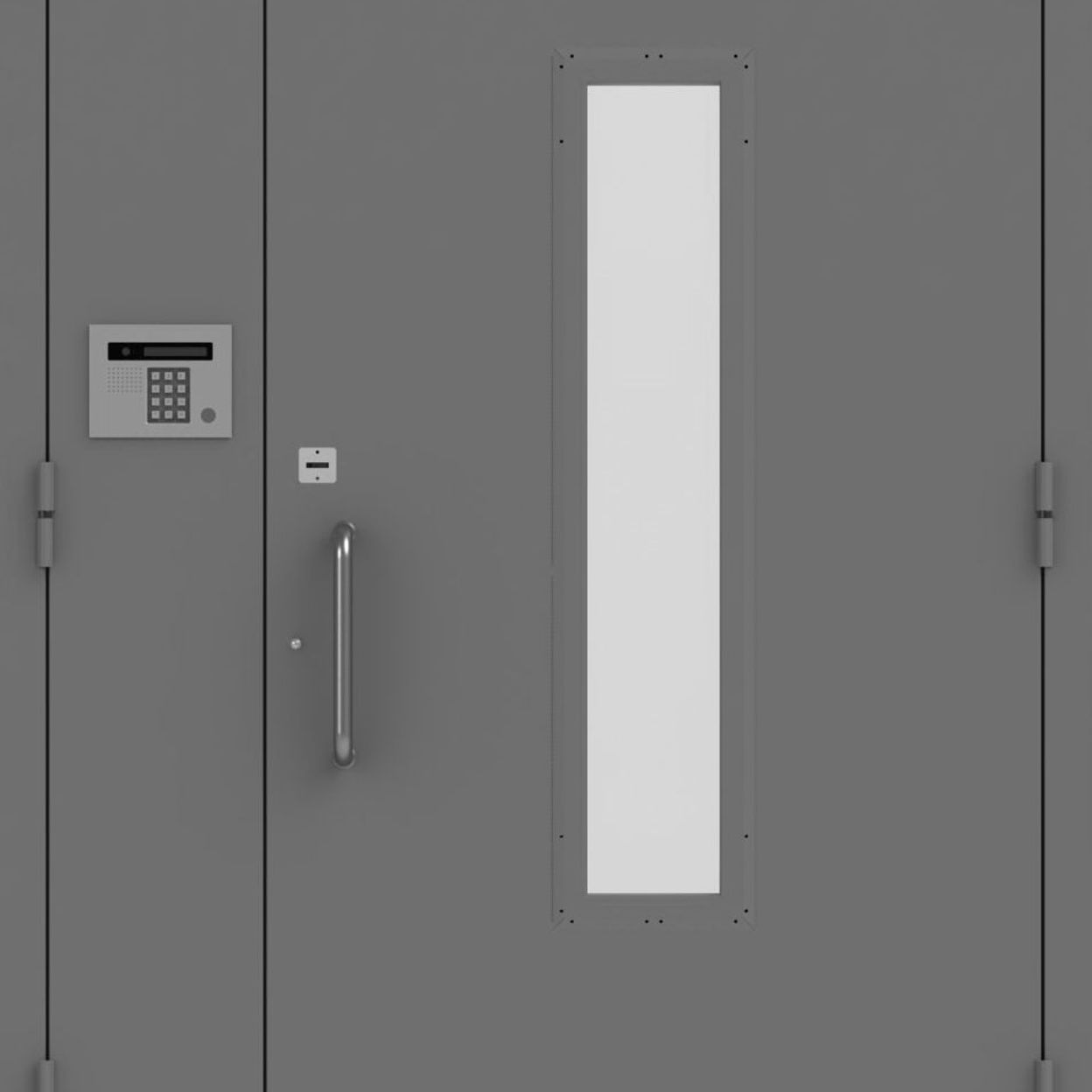 Купить Дверь входной группы, двупольная со стеклом и домофоном