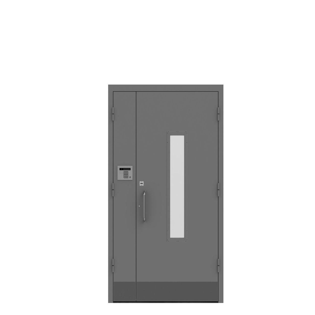 Купить Дверь входной группы, двупольная со стеклом и домофоном