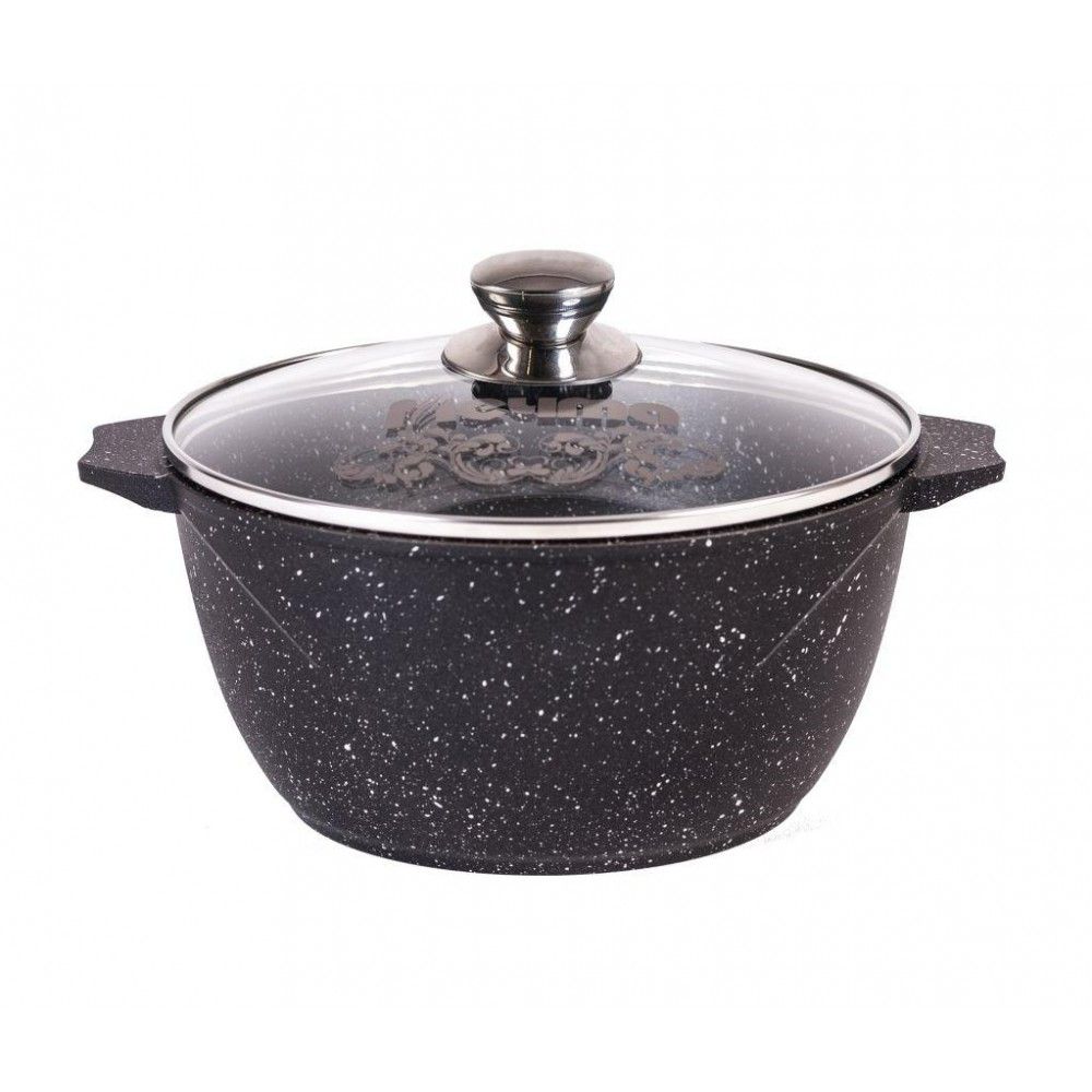 Купить Кастрюля Мечта 4,0 л АП Гранит black, стеклянная крышка