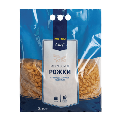 Купить МАКАРОННЫЕ ИЗДЕЛИЯ METRO CHEF РОЖКИ РИФЛЕНЫЕ 3 КГ. доставка продуктов Тюмень . доставка продуктов в Тюмени . доставка фруктов Тюмень . доставка