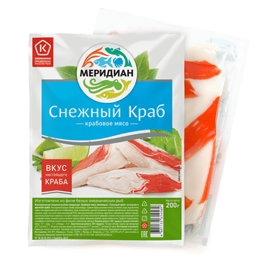 Купить КРАБОВОЕ МЯСО МЕРИДИАН 200 Г. Доставка продуктов Тюмень . Рыба Тюмень . Доставка продуктов в Тюмени