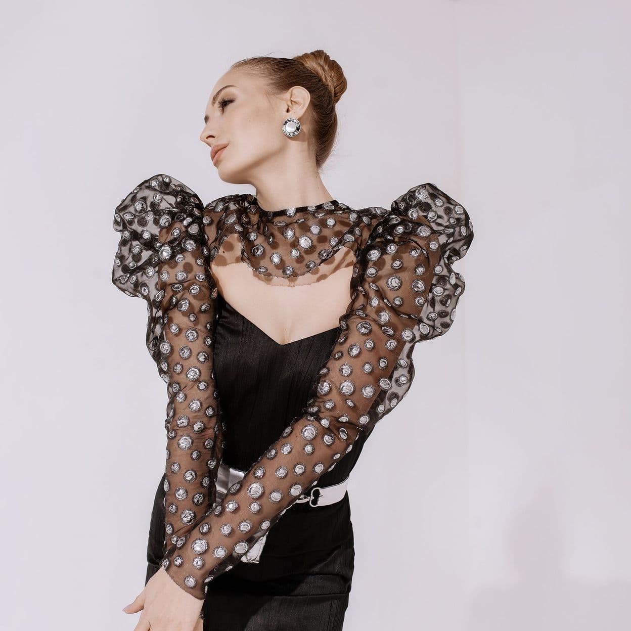 Купить Черное болеро из шелковой органзы