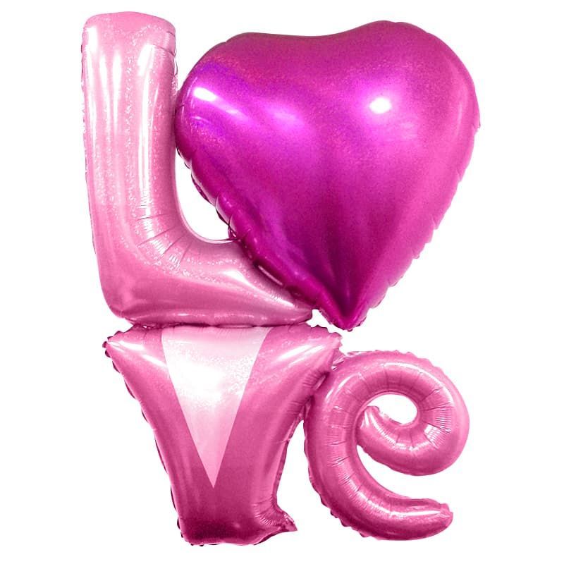 Купить Фигура, Надпись "LOVE", 88 см,Розовый, Голография