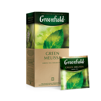 Купить GREENFIELD ЧАЙ ЗЕЛЕНЫЙ С МЯТОЙ И МЕЛИССОЙ GREEN MELISSA 25 ШТ. X 1,5 Г. Х 10 ШТ. доставка продуктов Тюмень . доставка продуктов в Тюмени . дост