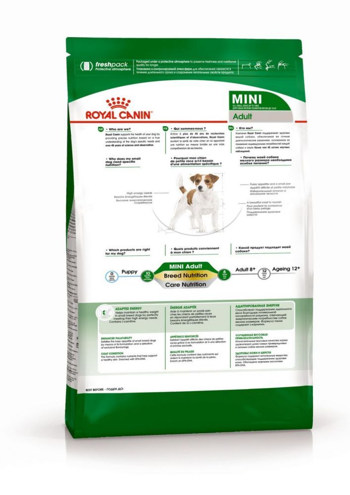 Купить Royal Canin Mini Adult сухой корм для взрослых собак мелких пород 800гр