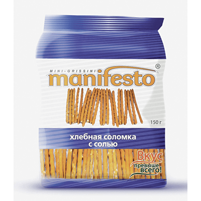 Купить СОЛОМКА ХЛЕБНАЯ MANIFESTO С СОЛЬЮ 150 Г. доставка продуктов Тюмень . доставка продуктов в Тюмени . доставка фруктов Тюмень . доставка фруктов в
