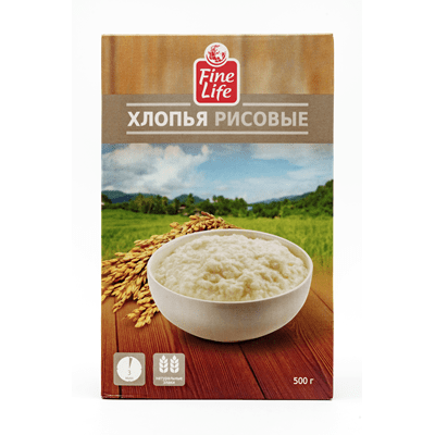 Купить ХЛОПЬЯ FINE LIFE РИСОВЫЕ 500 Г. с доставкой на дом . Доставка продуктов Тюмень , доставка продуктов в Тюмени , dostavka-produktov-tyumen , dost