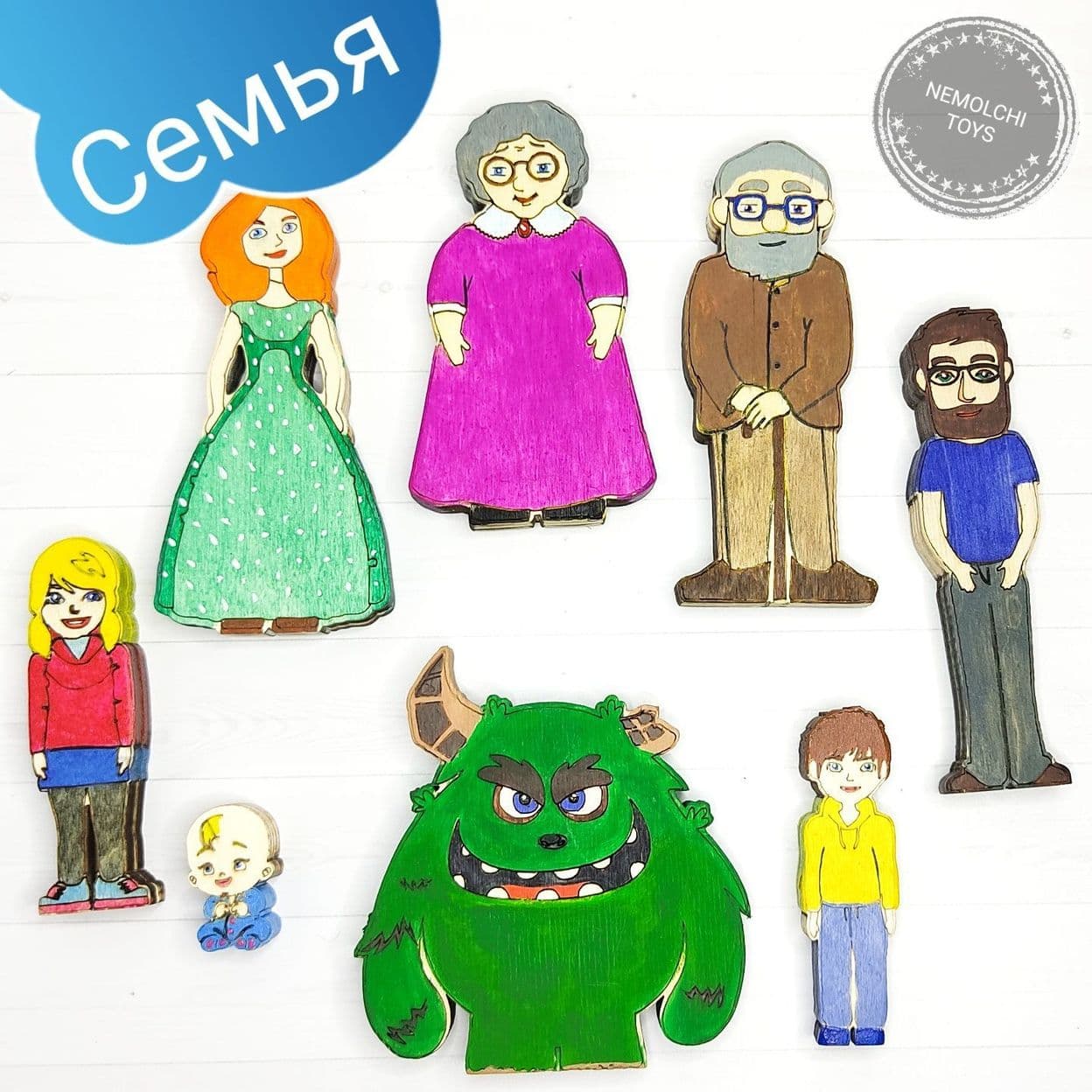 Купить Развивающий набор -игра Фигурки "Семья" из дерева для игр и занятий с детьми