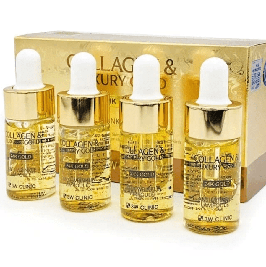Купить 3W CLINIC Сыворотка с золотом и коллагеном 1 пузырек/13мл /Collagen & Luxury Gold Anti Wrinkle Ampoule
