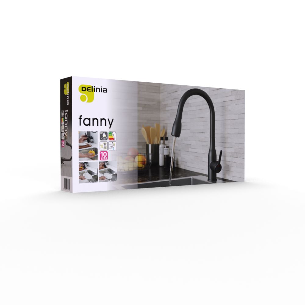 Купить Смеситель кухонный Delinia Fanny высота 20.3 см цвет черный матовый