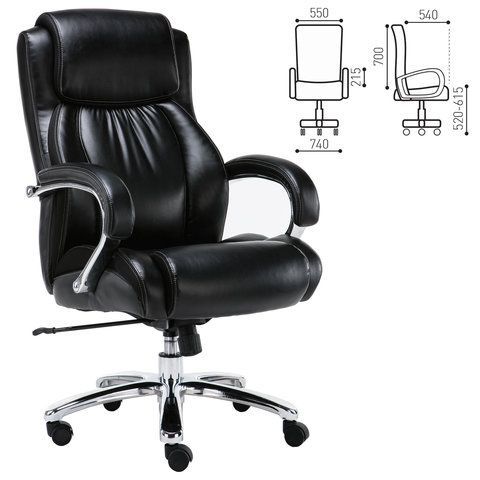 Купить Кресло офисное BRABIX PREMIUM "Status HD-003", нагрузка до 250 кг, рециклированная кожа, хром, черное. Артикул 531821