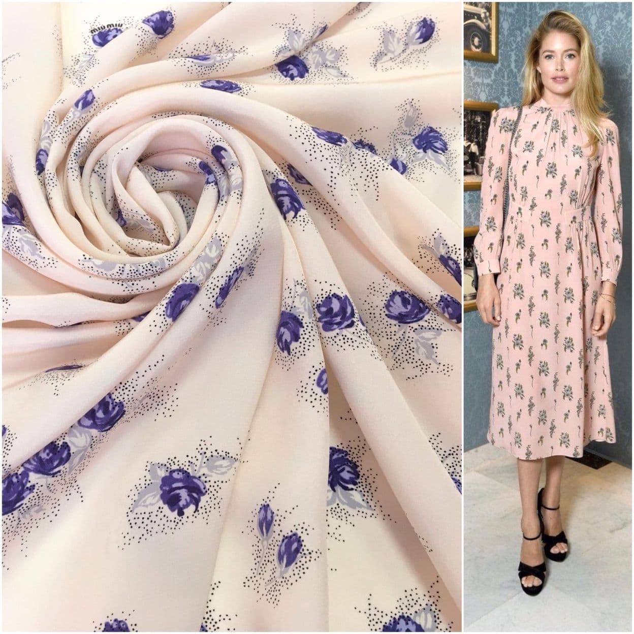 Купить Ткань шелк крепдешин Miu Miu