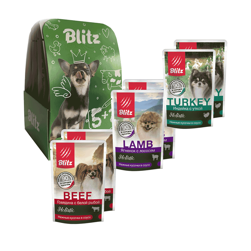 Купить Набор Blitz АССОРТИ/ ПЧ03 Holistic 5+1 д/собак (6шт*1уп)