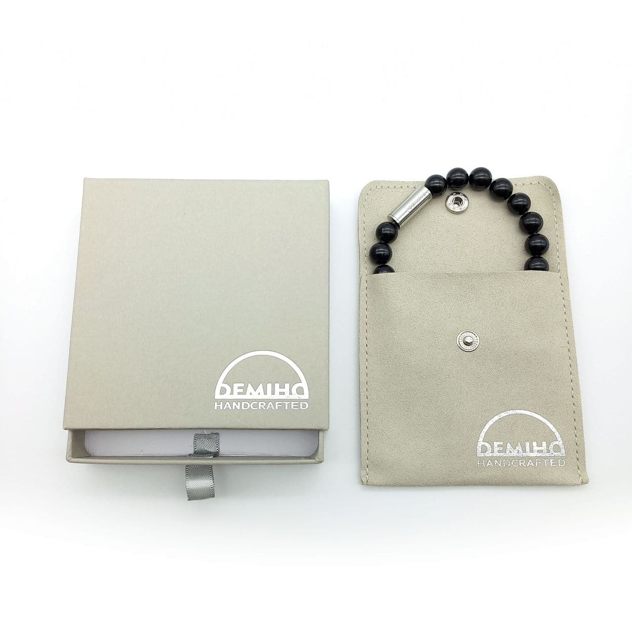 Купить Турмалин черный 10 мм. Браслет мужской / женский из натуральных камней, магнитный замок, сталь (арт.ODB002)