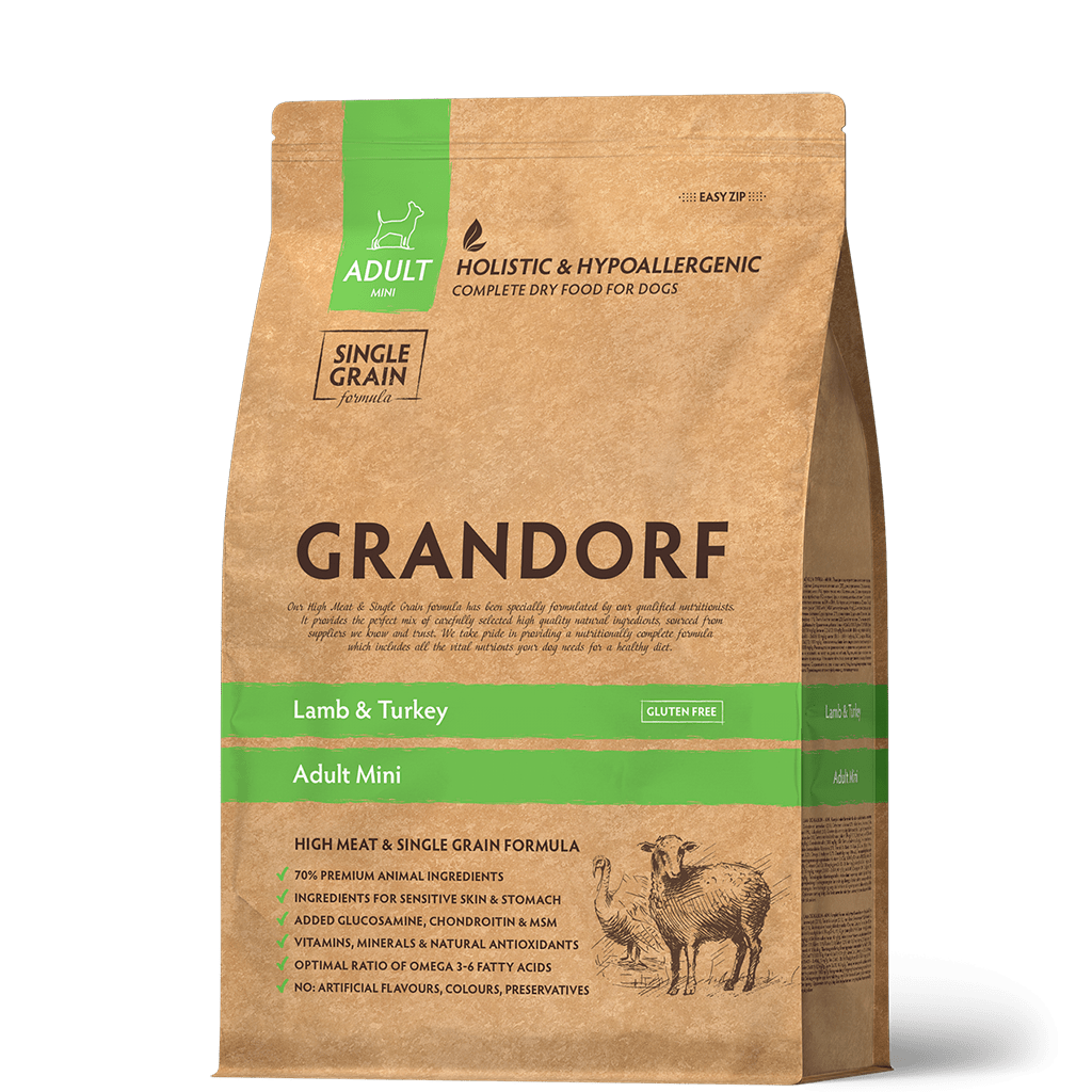 Купить GRANDORF Adult Mini сухой корм для взрослых собак мелких пород, с ягнёнком и индейкой 1кг