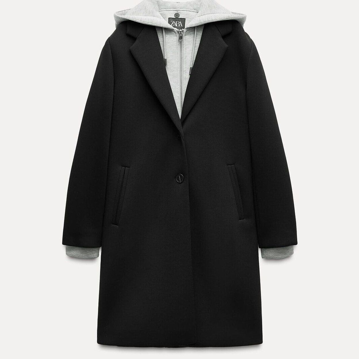 Купить Комбинированное пальто с отстегивающимся капюшоном ZARA
