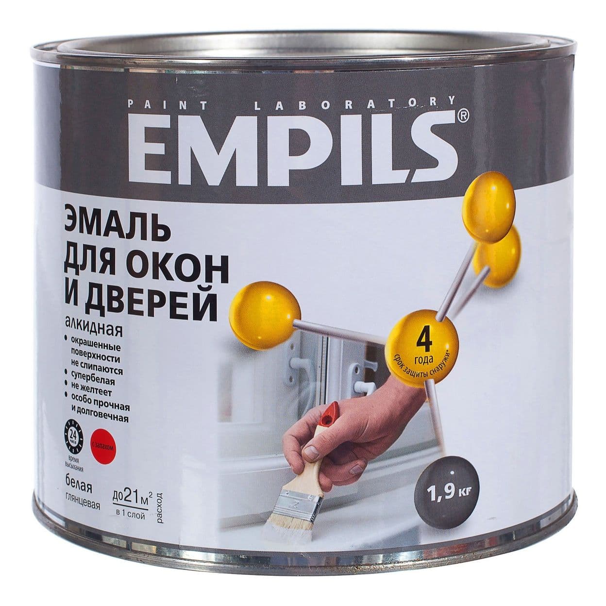 Купить Эмаль для окон и дверей Empils PL цвет белый 1.9 кг