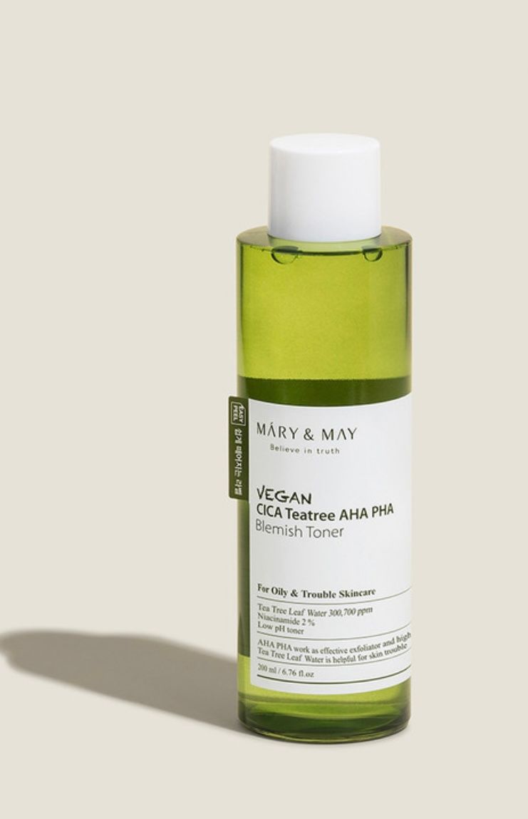 Купить Успокаивающий тоник для проблемной кожи Mary&May Vegan CICA Tea Tree AHA PHA Toner 200 мл