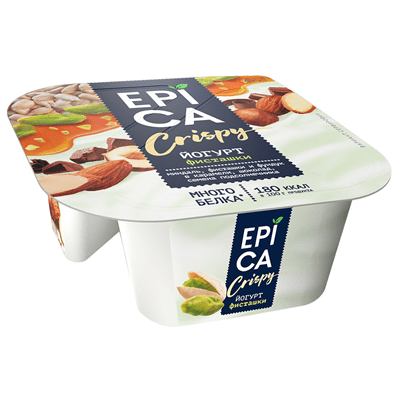 Купить  ЙОГУРТ ЕPICA CRISPY С ФИСТАШКАМИ И СМЕСИ ИЗ СЕМЯН ПОДСОЛНЕЧНИКА, ОРЕХОВ И ТЕМНОГО ШОКОЛАДА 4,8% 140 Г. с доставкой на дом . Доставка продуктов
