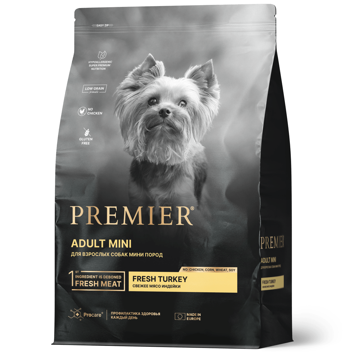 Купить Premier ADULT Mini сухой корм для собак мелких пород, свежее мясо индейки 3кг
