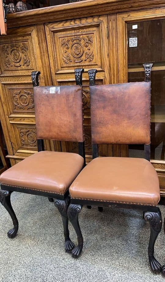Купить Старинные кожанные стулья 4 шт