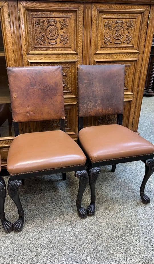 Купить Старинные кожанные стулья 4 шт