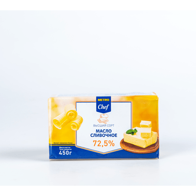 Купить МАСЛО КРЕСТЬЯНСКОЕ METRO CHEF 72,5% 450 Г. доставка продуктов Тюмень . доставка продуктов в Тюмени . доставка фруктов Тюмень . доставка фруктов