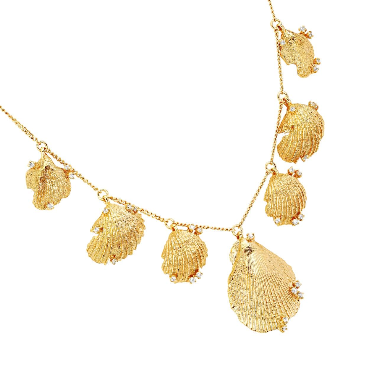 Купить MORE VNUTRI Колье с семью подвесами ракушек, позолота