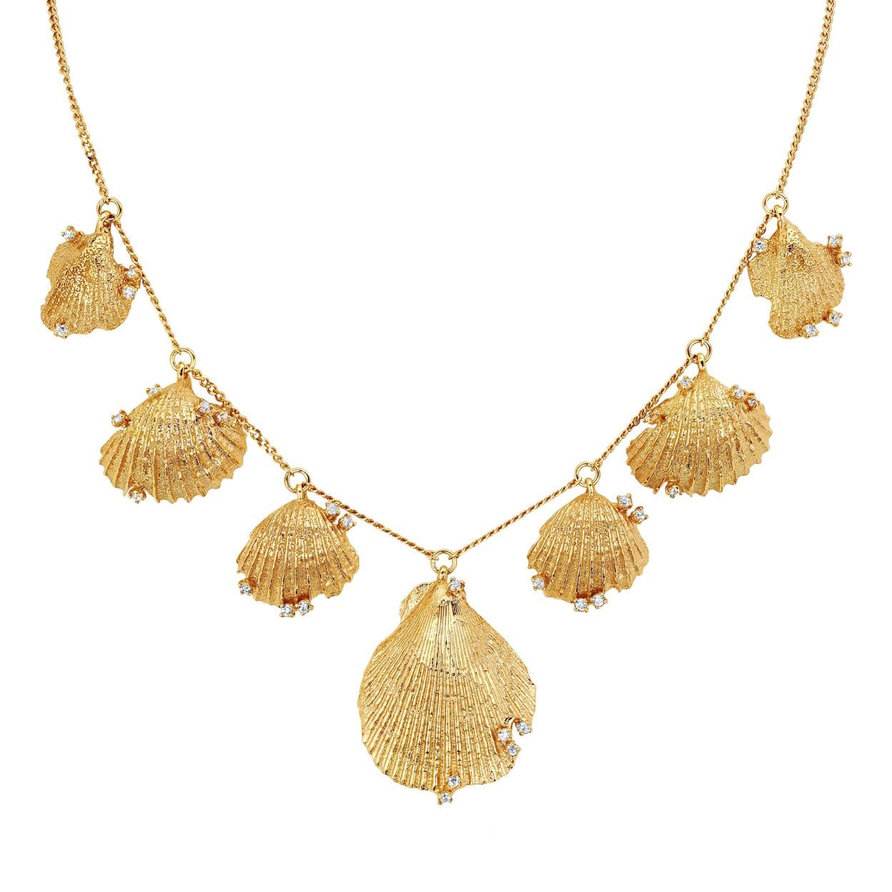 Купить MORE VNUTRI Колье с семью подвесами ракушек, позолота