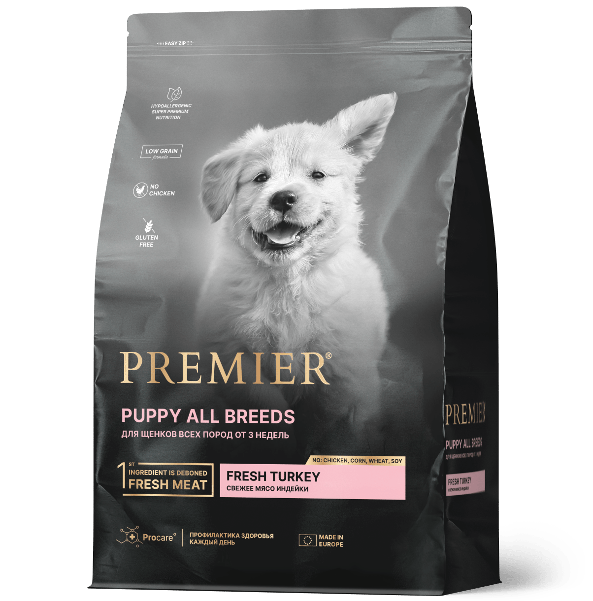 Купить Premier PUPPY ALL BREEDS сухой корм для щенков, свежее мясо индейки 3кг
