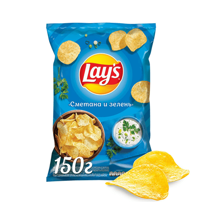 Купить ЧИПСЫ LAY'S СО ВКУСОМ СМЕТАНЫ И ЗЕЛЕНИ 150 Г. с доставкой на дом . Доставка продуктов Тюмень , доставка продуктов в Тюмени , dostavka-produktov