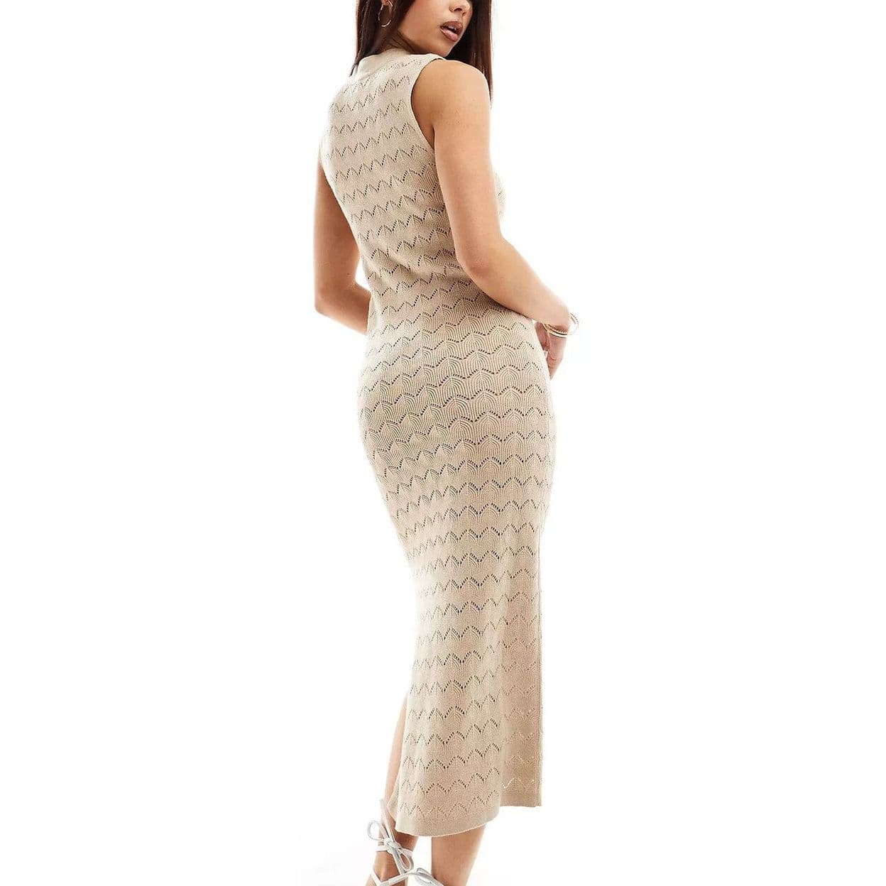Купить Vila crochet high neck midi dress in beige 133674766