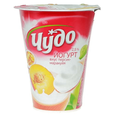 Купить ЙОГУРТ ЧУДО ВКУС ПЕРСИК-МАРАКУЙЯ 2.5% 290 Г . доставка продуктов тюмень . доставка продуктов в тюмени . доставка фруктов тюмень . доставка фрук