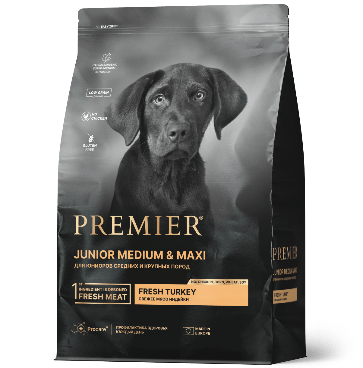 Купить Premier JUNIOR Medium & Maxi сухой корм для юниоров средних и крупных пород, свежее мясо индейки 10кг