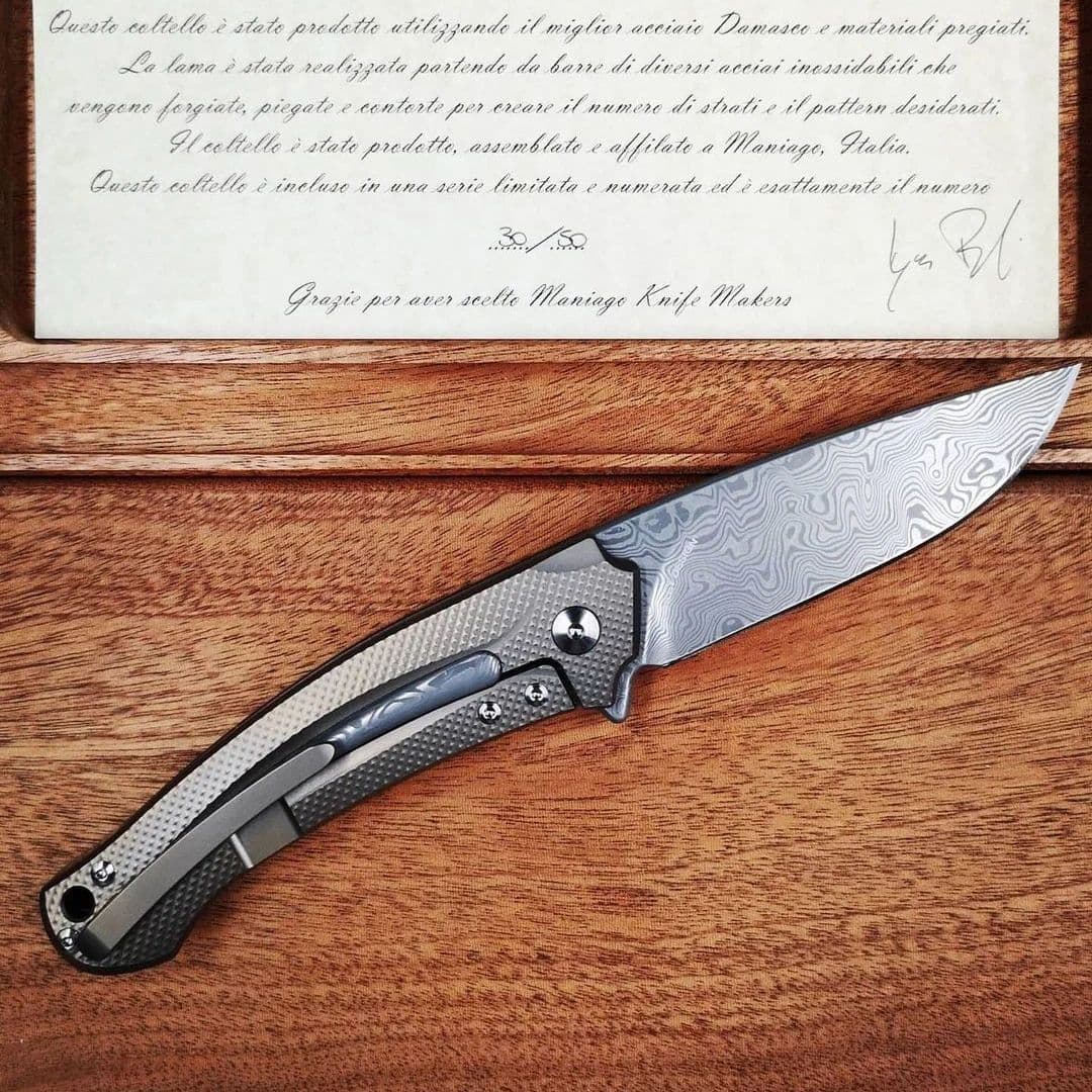 Купить Складной нож MKM Knives Arvenis Damasteel, bronze