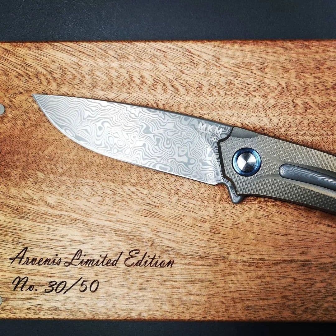Купить Складной нож MKM Knives Arvenis Damasteel, bronze