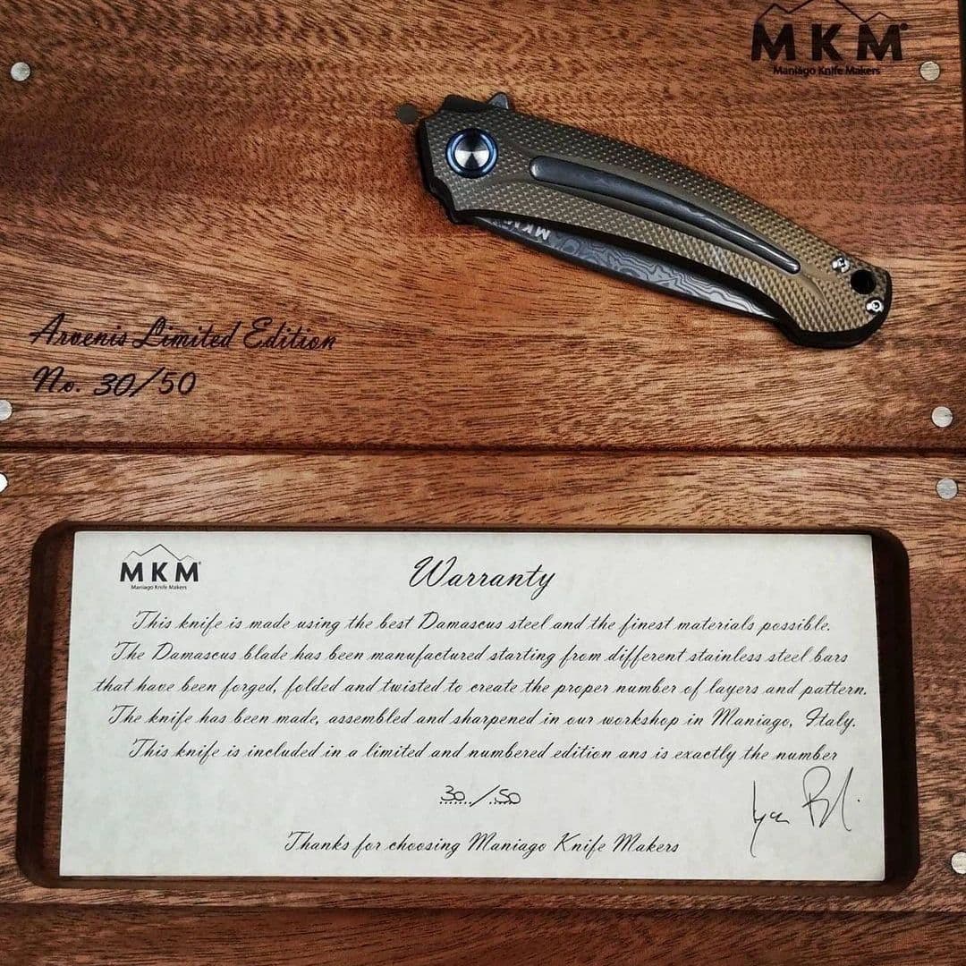 Купить Складной нож MKM Knives Arvenis Damasteel, bronze