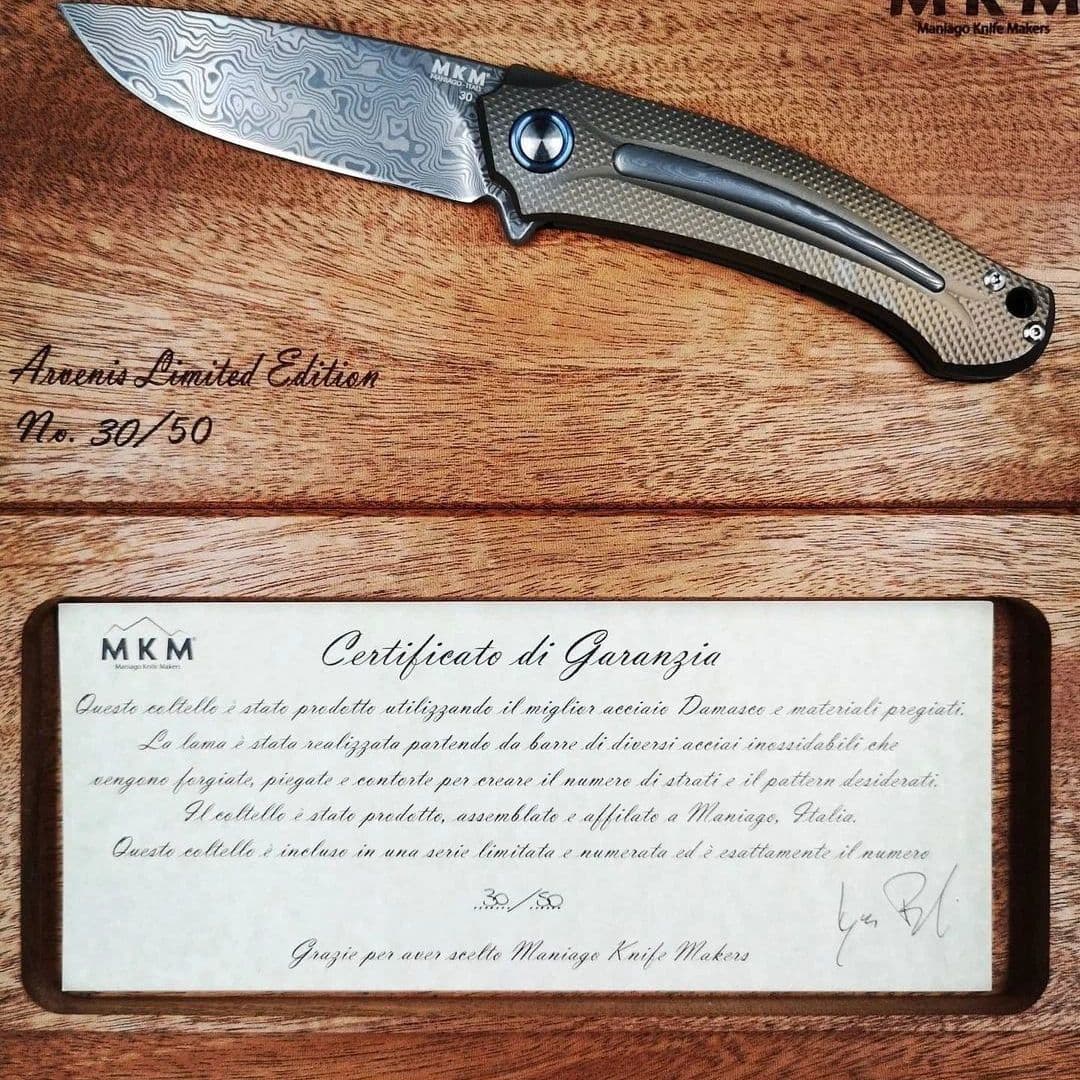 Купить Складной нож MKM Knives Arvenis Damasteel, bronze