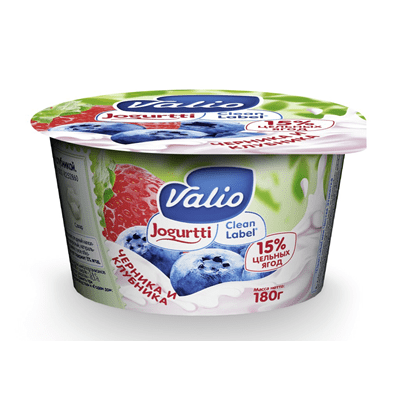 Купить  ЙОГУРТ VALIO ЧЕРНИКА И КЛУБНИКА 2,6% 180 Г. с доставкой на дом . Доставка продуктов Тюмень , доставка продуктов в Тюмени , dostavka-produktov-