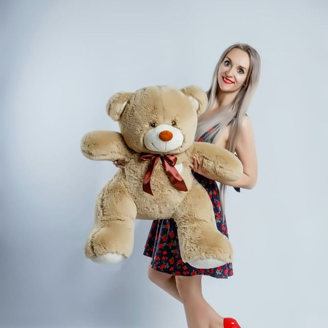Плюшевый Медведь "Love" 120 см Бежевый